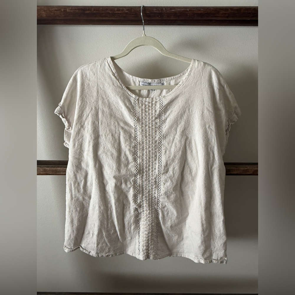 Linen Blouse with Button Back
